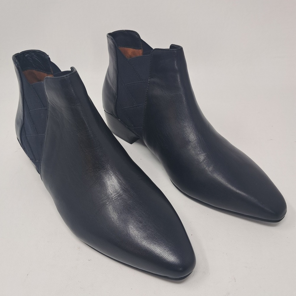 L'Amour Des Pieds BENEDITA Black Leather Slip-On Pointed Toe Boot Booties 7.5